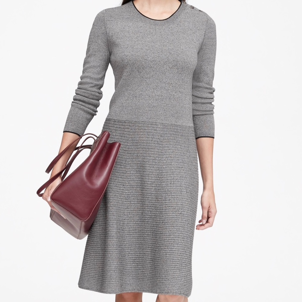 Grey knit sweater dress